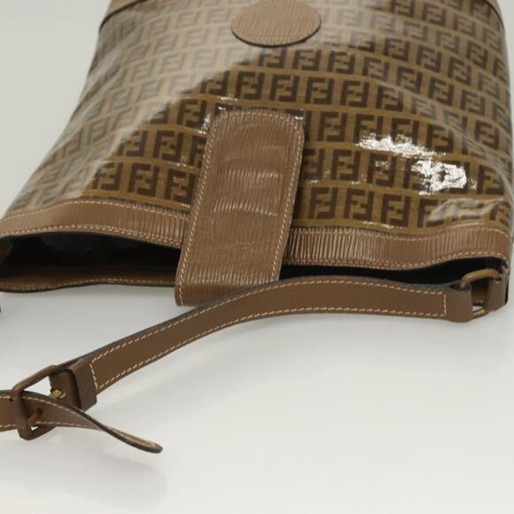 FENDI Zucchino Canvas Shoulder Bag Vintage Brown - Picture 6 of 12
